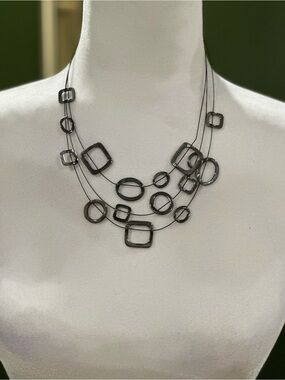 Premier Designs Layered Black Geometric Necklace